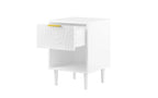 JVNOXK Table de Chevet Moderne de 58 cm avec un Tiroir Spacieux et une Étagère Ouverte, Poignée Décorative Dorée, pour Chambre et Salon, Blanc