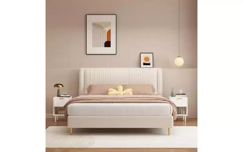 JVNOXK Table de Chevet Moderne de 58 cm avec un Tiroir Spacieux et une Étagère Ouverte, Poignée Décorative Dorée, pour Chambre et Salon, Blanc