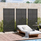 MAYEERTY Benjamin Wide-Narrow A Louvered Black Galvanized Steel Room Divider, 59x30x16, 5-Piece Double-Sided Patio Screen