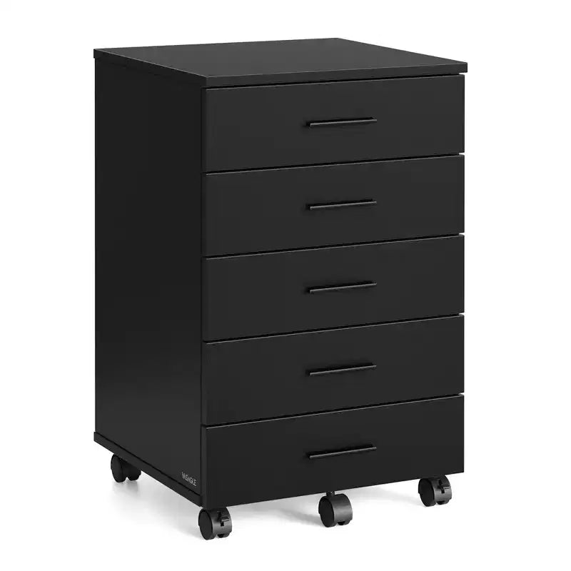 VASAGLE Meuble de classement, Meuble de rangement à roulettes, Meuble d'imprimante avec 5 tiroirs, Rails coulissants sans outils
