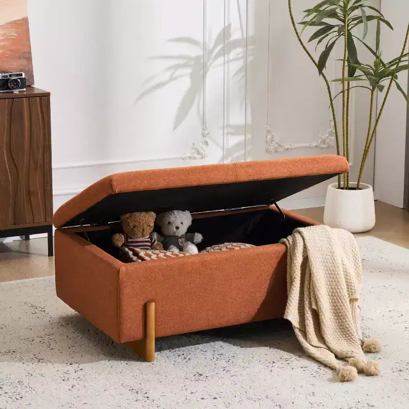 Banc de rangement ottoman rembourré moderne Christopher Knight Home Sallyann avec couvercle relevable