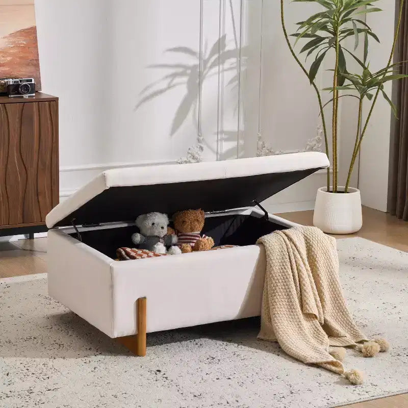 Banc de rangement ottoman rembourré moderne Christopher Knight Home Sallyann avec couvercle relevable