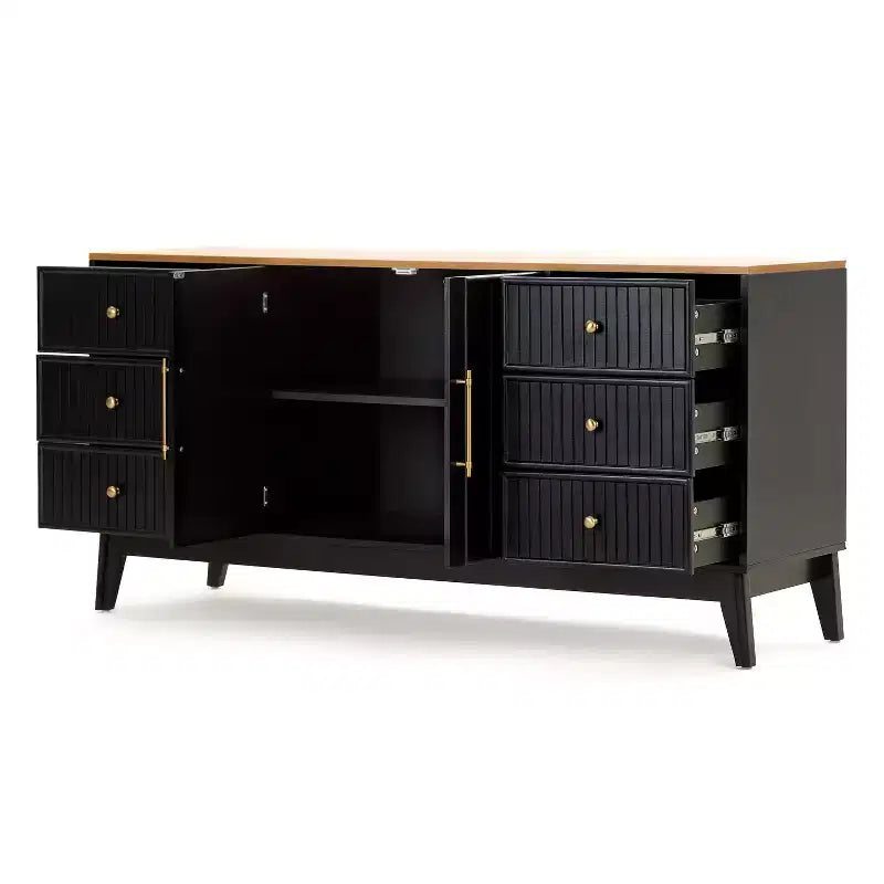 Christopher Knight Home Belmont 60 Buffet/Bahut Moderne avec 6 Tiroirs et Étagère Réglable