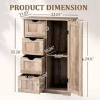 Meuble de Rangement de Salle de Bain Gris Lavé avec 4 Tiroirs et 1 Porte