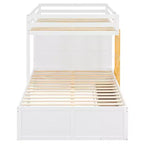 Lit superposé complet Whisen avec 2 grands tiroirs, 5 petits tiroirs et petite armoire