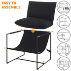 Fauteuil d'appoint moderne Sling – Fauteuil de salon rembourré en mousse déchiquetée pour le salon, la chambre et la lecture au bureau