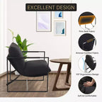 Fauteuil d'appoint moderne Sling – Fauteuil de salon rembourré en mousse déchiquetée pour le salon, la chambre et la lecture au bureau