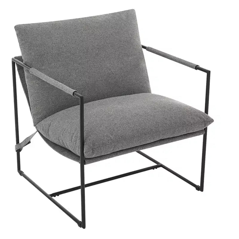 Fauteuil d'appoint moderne Sling – Fauteuil de salon rembourré en mousse déchiquetée pour le salon, la chambre et la lecture au bureau