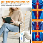 Fauteuil d'appoint moderne Sling – Fauteuil de salon rembourré en mousse déchiquetée pour le salon, la chambre et la lecture au bureau