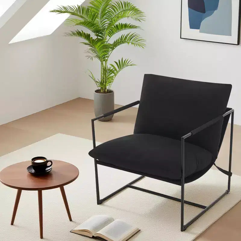 Fauteuil d'appoint moderne Sling – Fauteuil de salon rembourré en mousse déchiquetée pour le salon, la chambre et la lecture au bureau