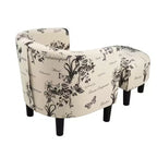 Fauteuil de salon cylindrique GDFStudio Everett avec pouf, en tissu à motif rétro