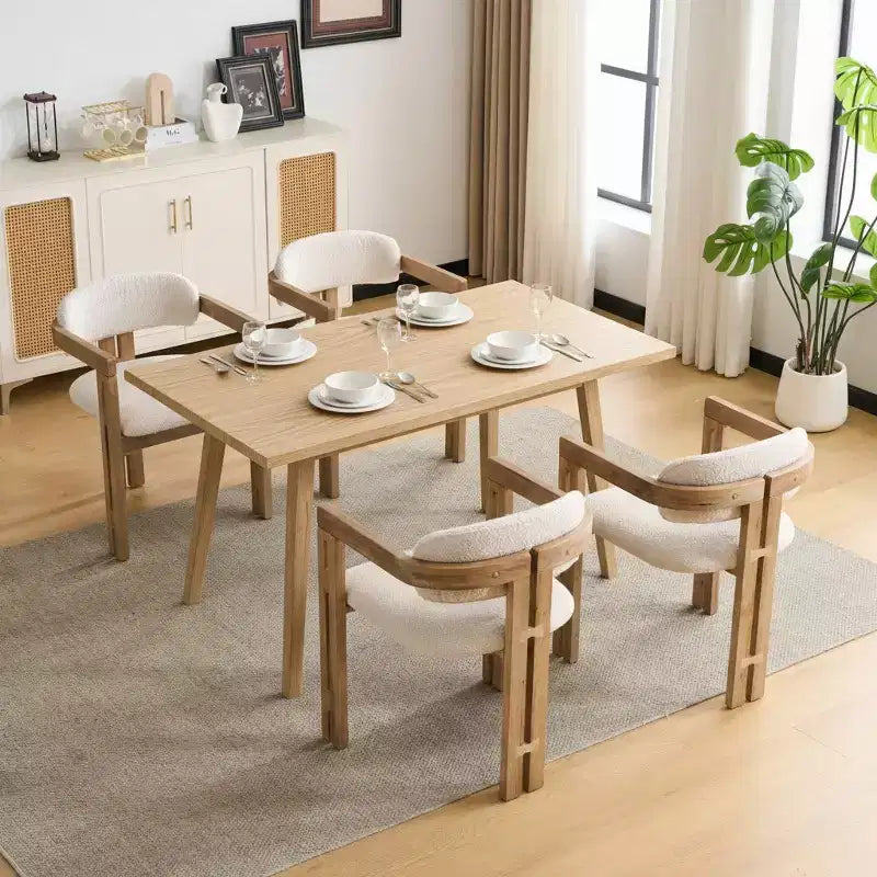 Christopher Knight Home Pascale Chaises de salle à manger rembourrées en bois d'hévéa de style Mid-Century (Lot de 4)