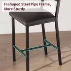 Tabourets de bar à hauteur de comptoir en cuir PU - Lot de 2 - Avec dossier, repose-pieds, coussin épais - Noir - Pour salle à manger, îlot de cuisine, bar d'appartement