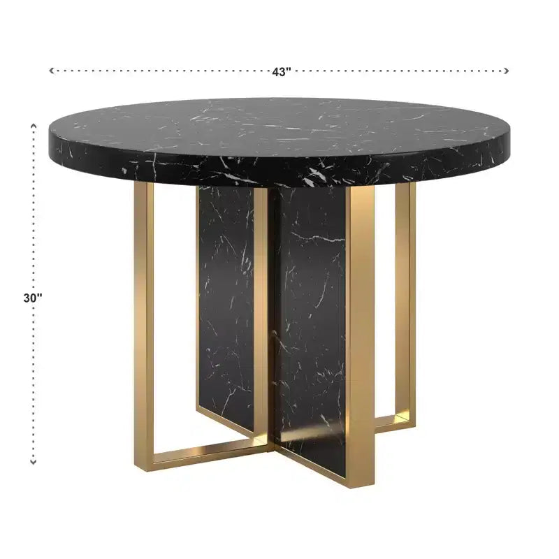 Table à manger ronde large en faux marbre Devoe 43 - iNSPIRE Q