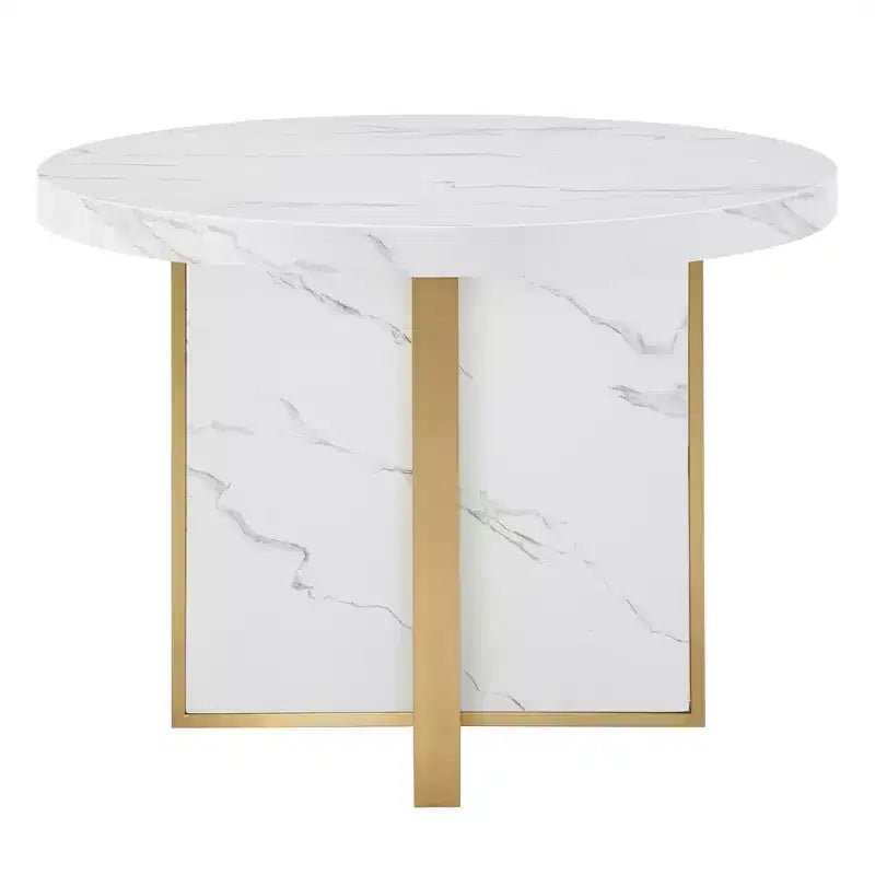 Table à manger ronde large en faux marbre Devoe 43 - iNSPIRE Q
