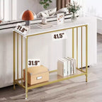 Console étroite avec 2 étagères de rangement, table d'appoint industrielle pour canapé, étagère de présentation ouverte pour couloir, salon, foyer, bureau, chambre à coucher