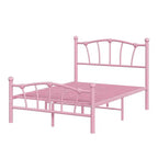 Cadre de Lit en Métal avec Tête de Lit en Forme de Cœur Charmant, Plateforme Robuste, Rangement Sous le Lit, Pas Besoin de Sommier, Parfait pour Chambre d'Enfant et de Fille