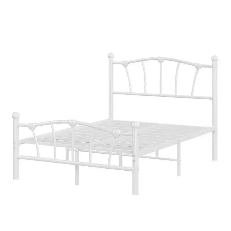 Cadre de Lit en Métal avec Tête de Lit en Forme de Cœur Charmant, Plateforme Robuste, Rangement Sous le Lit, Pas Besoin de Sommier, Parfait pour Chambre d'Enfant et de Fille