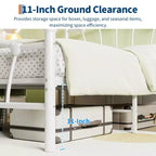 Cadre de Lit en Métal avec Tête de Lit en Forme de Cœur Charmant, Plateforme Robuste, Rangement Sous le Lit, Pas Besoin de Sommier, Parfait pour Chambre d'Enfant et de Fille