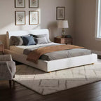 Lit plateforme rembourré moderne en bouclé avec tête de lit Ulyana Christopher Knight Home