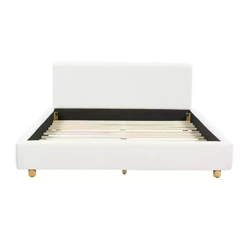 Lit plateforme rembourré moderne en bouclé avec tête de lit Ulyana Christopher Knight Home