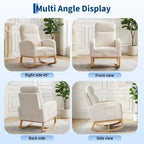 Fauteuil à bascule pour chambre d'enfant, Fauteuils à bascule d'allaitement avec repose-pieds, Fauteuil inclinable à bascule confortable avec pochette latérale, pour salon, chambre à coucher