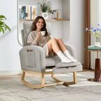 Fauteuil à bascule pour chambre d'enfant, Fauteuils à bascule d'allaitement avec repose-pieds, Fauteuil inclinable à bascule confortable avec pochette latérale, pour salon, chambre à coucher