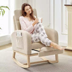 Fauteuil à bascule pour chambre d'enfant, Fauteuils à bascule d'allaitement avec repose-pieds, Fauteuil inclinable à bascule confortable avec pochette latérale, pour salon, chambre à coucher