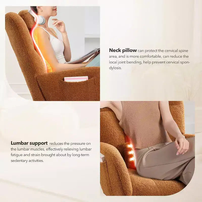 Fauteuil à bascule de chambre d'enfant Teddy, fauteuil à bascule pivotant rembourré avec dossier haut et siège rembourré pour le salon