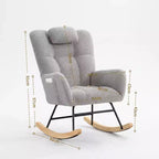Fauteuil à bascule de chambre d'enfant Teddy, fauteuil à bascule pivotant rembourré avec dossier haut et siège rembourré pour le salon