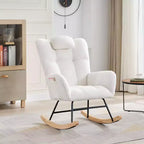 Rocking Chair Nursery Teddy Upholstered Glider Rocker Rocking Accent Chair Padded Seat with High Backrest for Living Room