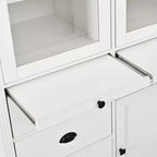 Armoire de cuisine autoportante Whisen 72"H, grands buffets de rangement, meuble de bar à café avec portes vitrées, tiroirs - Blanc