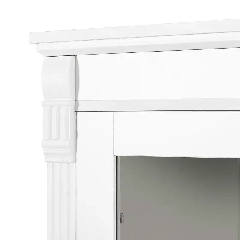 Armoire de cuisine autoportante Whisen 72"H, grands buffets de rangement, meuble de bar à café avec portes vitrées, tiroirs - Blanc