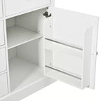 Armoire de cuisine autoportante Whisen 72"H, grands buffets de rangement, meuble de bar à café avec portes vitrées, tiroirs - Blanc