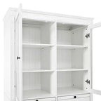 Armoire de cuisine autoportante Whisen 72"H, grands buffets de rangement, meuble de bar à café avec portes vitrées, tiroirs - Blanc