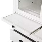 Armoire de cuisine autoportante Whisen 72"H, grands buffets de rangement, meuble de bar à café avec portes vitrées, tiroirs - Blanc