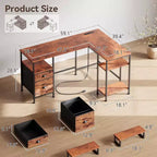 Bureau informatique en forme de L marron de 59 pouces avec station de charge, bureau d'angle réversible pour gamer, meuble de classement, support d'écran, rangement pour bureau à domicile