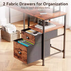 Bureau informatique en forme de L marron de 59 pouces avec station de charge, bureau d'angle réversible pour gamer, meuble de classement, support d'écran, rangement pour bureau à domicile