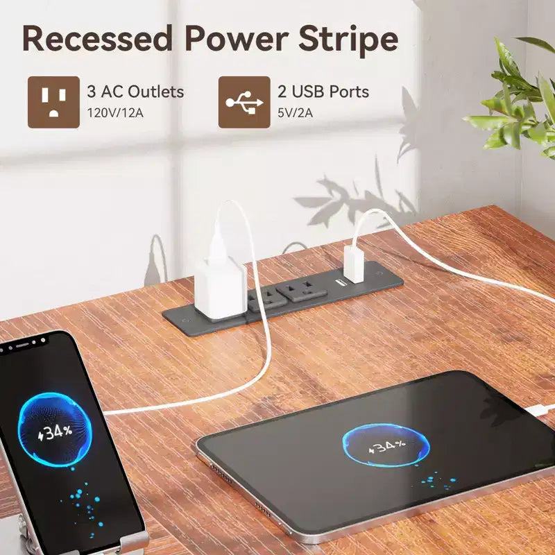 Bureau informatique en forme de L marron de 59 pouces avec station de charge, bureau d'angle réversible pour gamer, meuble de classement, support d'écran, rangement pour bureau à domicile