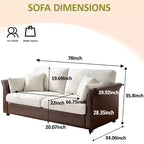 Canapé 2 places Dyonery de 78 pouces avec 4 oreillers décoratifs, revêtement en tissu polaire et cuir PU, coussins confortables en mousse à mémoire de forme, assemblage sans outil