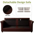 Canapé 2 places Dyonery de 78 pouces avec 4 oreillers décoratifs, revêtement en tissu polaire et cuir PU, coussins confortables en mousse à mémoire de forme, assemblage sans outil