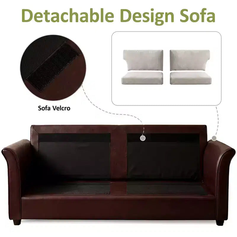 Canapé 2 places Dyonery de 78 pouces avec 4 oreillers décoratifs, revêtement en tissu polaire et cuir PU, coussins confortables en mousse à mémoire de forme, assemblage sans outil