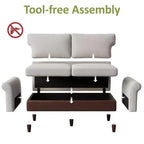 Canapé 2 places Dyonery de 78 pouces avec 4 oreillers décoratifs, revêtement en tissu polaire et cuir PU, coussins confortables en mousse à mémoire de forme, assemblage sans outil