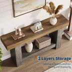 Console de ferme - Table d'entrée à 2 niveaux avec rangement pour salon, couloir et entrée