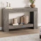 Console de ferme - Table d'entrée à 2 niveaux avec rangement pour salon, couloir et entrée