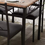 Ensemble table à manger et 4 chaises, table de cuisine et chaises rembourrées, ensemble de salle à manger compact pour appartement et petit espace, montage facile, marron rustique