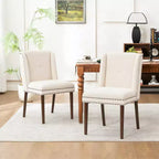 Christopher Knight Home Delph Chaises de salle à manger modernes rembourrées avec pieds en bois d'hévéa (lot de 2)