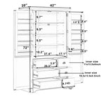 Whisen Meuble de cuisine autoportant de 183 cm de hauteur, grand placard de rangement pour salle à manger avec étagères de porte, étagères réglables