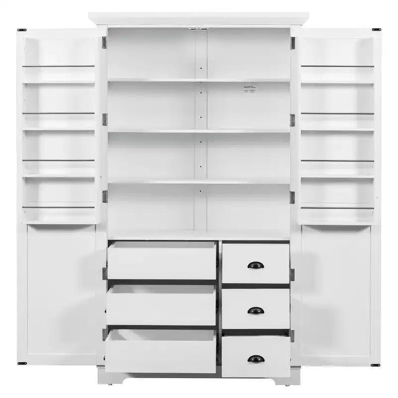 Whisen Meuble de cuisine autoportant de 183 cm de hauteur, grand placard de rangement pour salle à manger avec étagères de porte, étagères réglables
