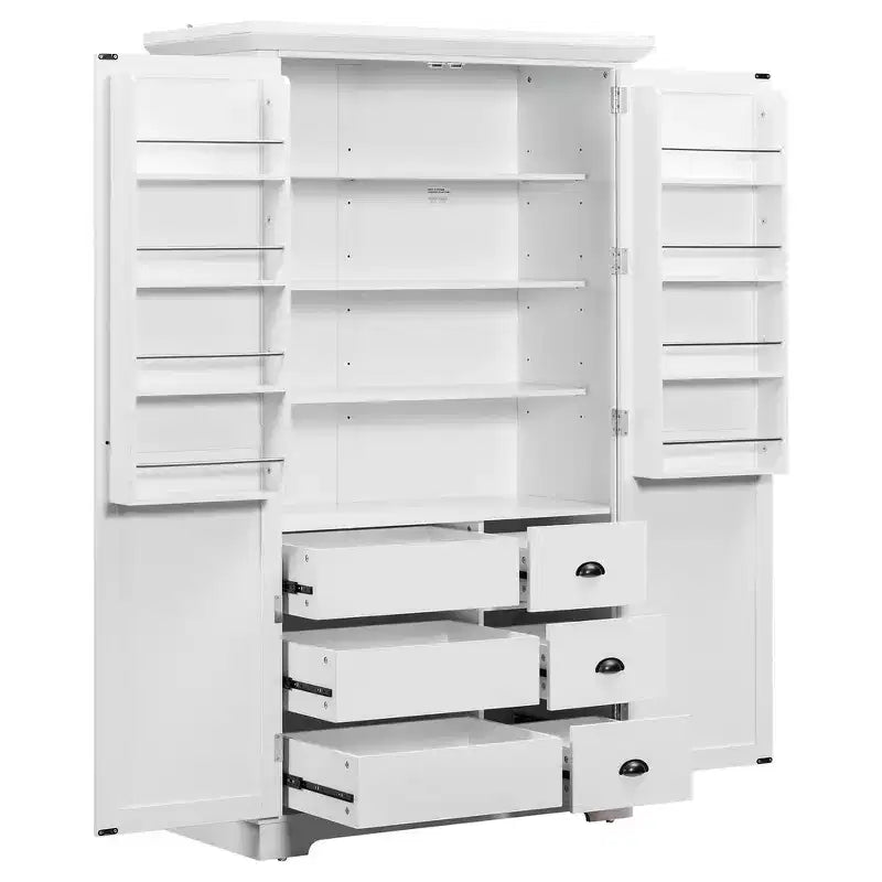 Whisen Meuble de cuisine autoportant de 183 cm de hauteur, grand placard de rangement pour salle à manger avec étagères de porte, étagères réglables